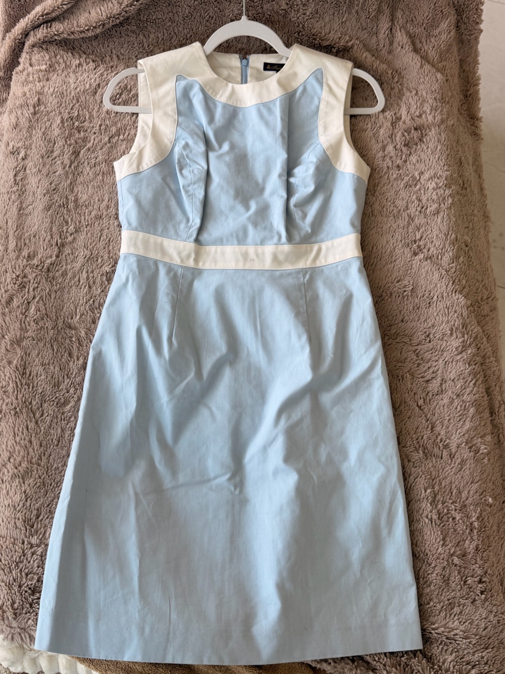 Brooks Brothers Light Blue Midi Dress with White Trim